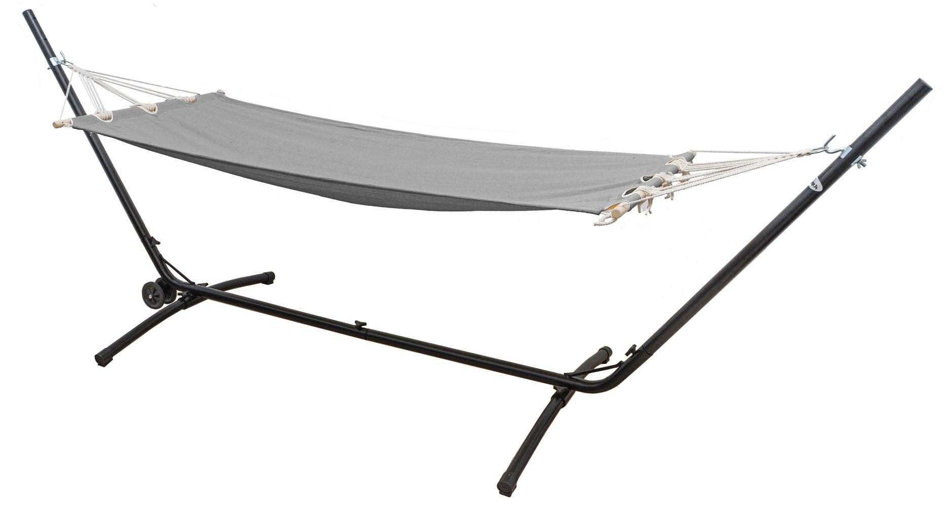 HÄNGEMATTE mit Gestell 335/100 cm, Grau/Schwarz - Schwarz, Metall (100/115/335cm) - Amanka