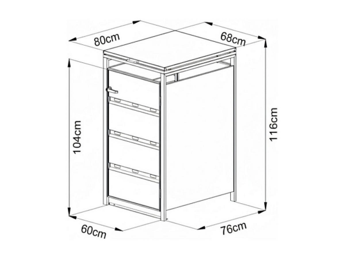 MÜLLTONNENBOX - 60cm x 76cm - Stahl - anthrazitgrau - LOKAFA - Anthrazit, Metall (60/104/76cm) - Vente-Unique
