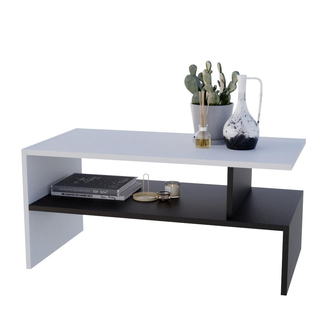COUCHTISCH JULA 93 - Schwarz/Weiß, Holz (50/93/45cm) - Mat-Haus