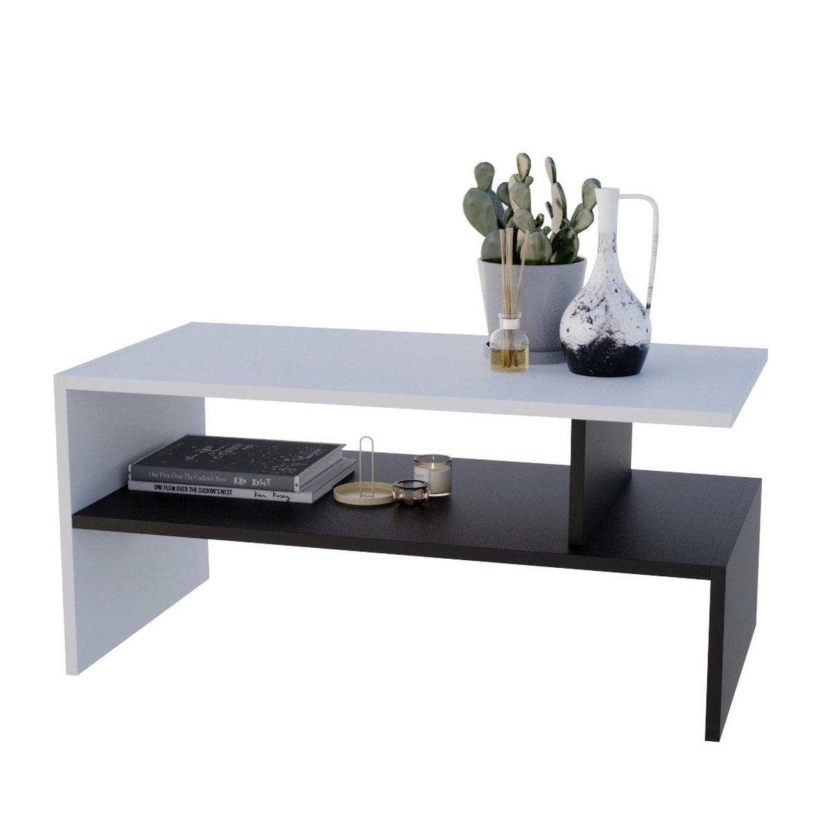 COUCHTISCH JULA 93 - Schwarz/Weiß, Holz (50/93/45cm) - Mat-Haus