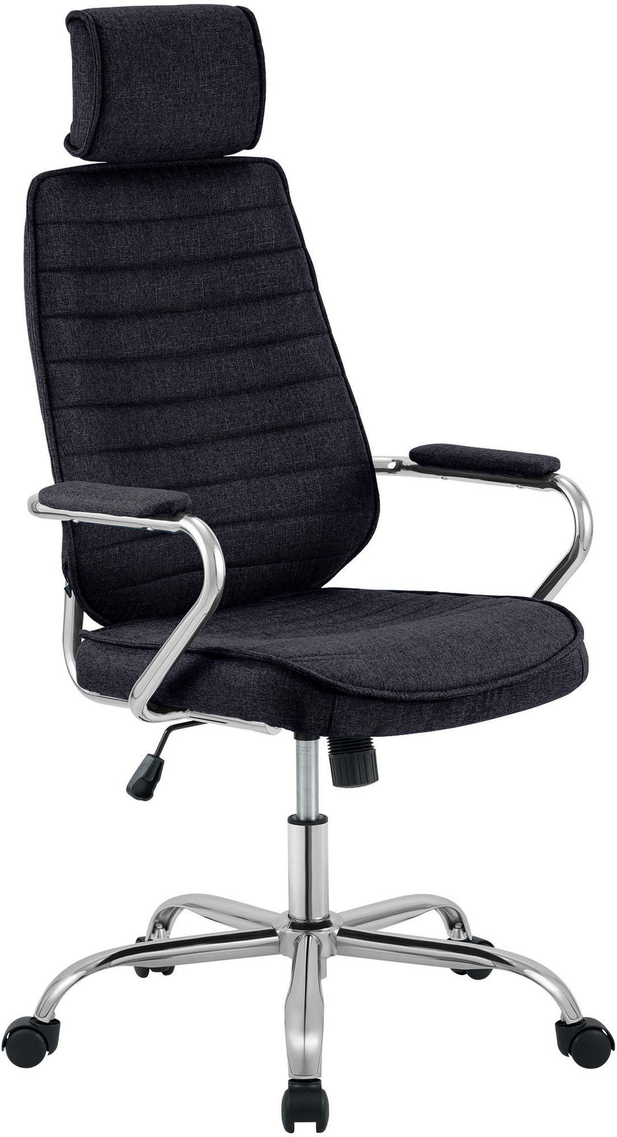 CHEFSESSEL Stoff Schwarz - Chromfarben/Schwarz, Textil/Metall (60/117/67cm) - CLP