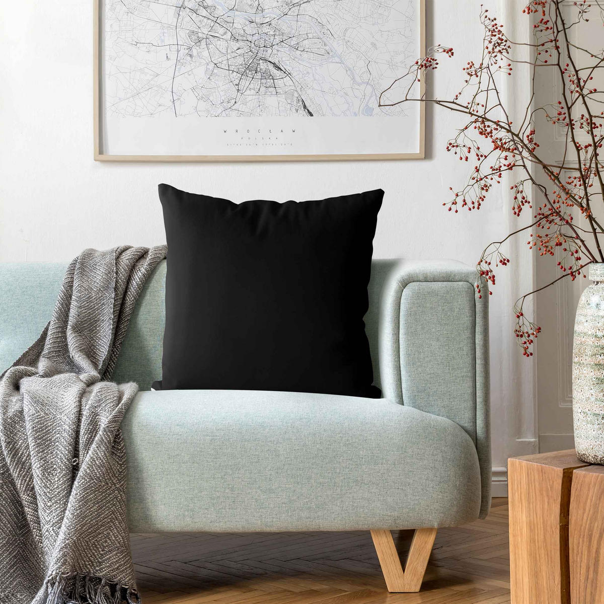 DEKOKISSEN Tiefschwarz 50/50 cm - Schwarz, Textil (50/50/10cm) - Bilderwelten