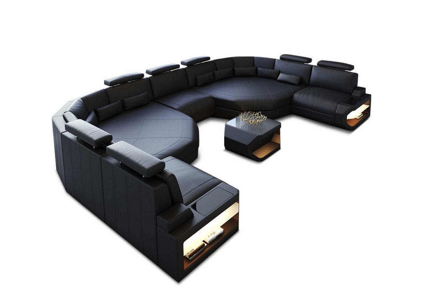 WOHNLANDSCHAFT Asti XXL - Schwarz, Leder (435/93/280cm) - Sofa Dreams