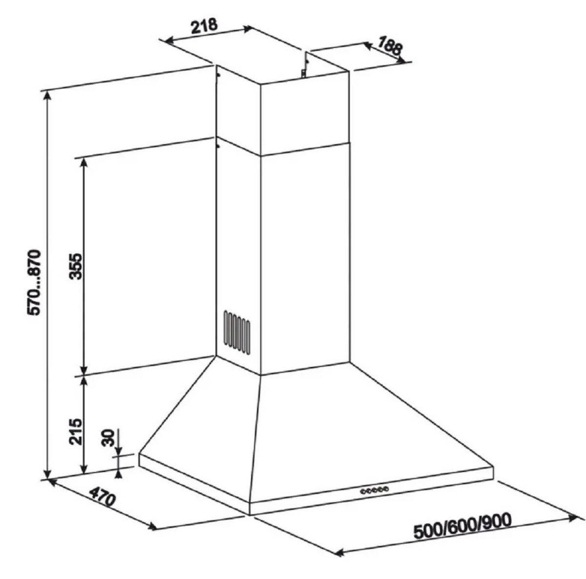 DUNSTABZUGSHAUBE GCH C 147 WH 9 N 90 cm Weiß - Silberfarben, Metall (90/87/47cm) - Gurari