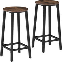 BARHOCKER 2er Set Corby,Sitzhöhe 66 cm,Industrial Holz dunkel - Rostfarben, Holz (32/66/32cm) - tectake