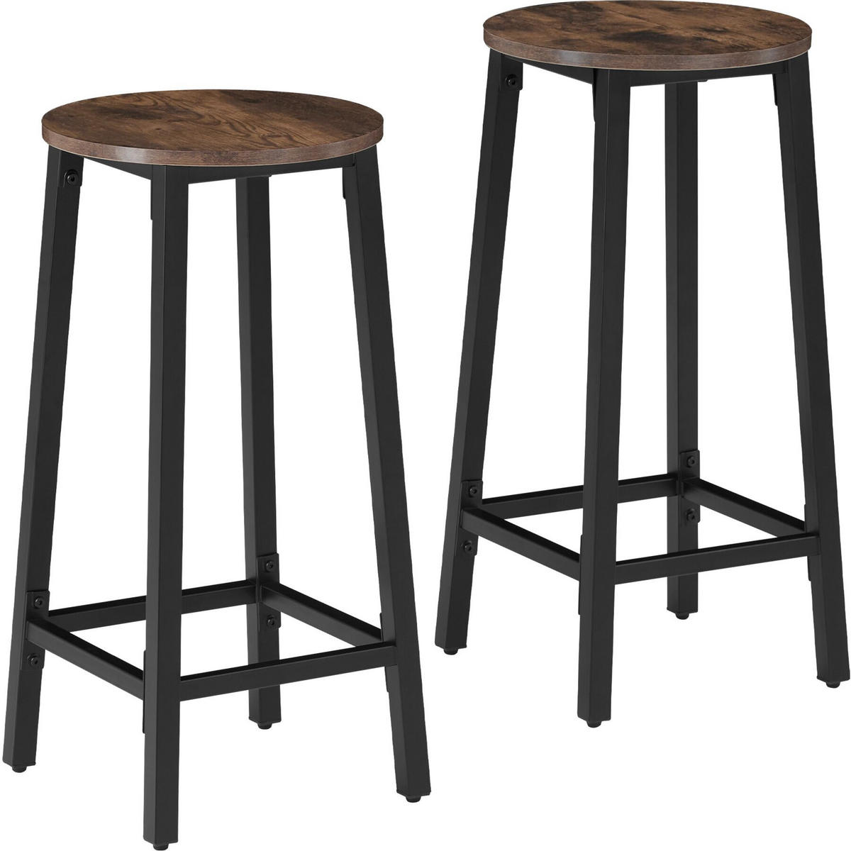 BARHOCKER 2er Set Corby,Sitzhöhe 66 cm,Industrial Holz dunkel - Rostfarben, Holz (32/66/32cm) - tectake