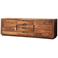 SIDEBOARD Sheesham 200x50x65 walnuss lackiert DUKE #116 - Dunkelbraun, Holz (200/65/50cm) - Massivmoebel24