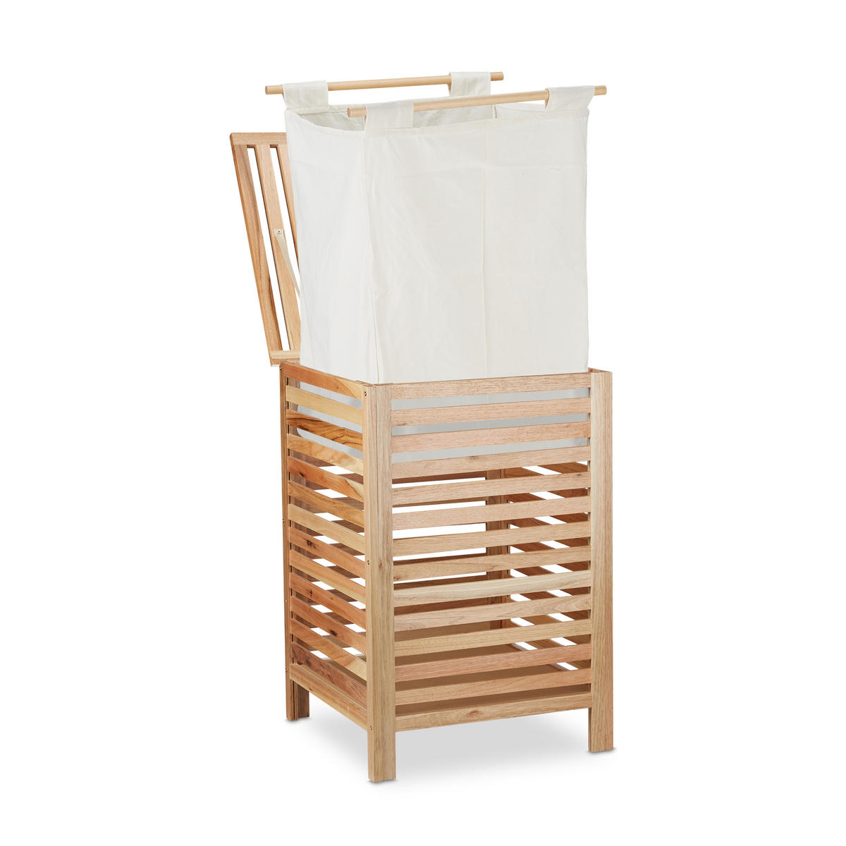 WÄSCHETRUHE - Hellbraun, Holz/Holzwerkstoff (45/65.5/45cm) - Relaxdays
