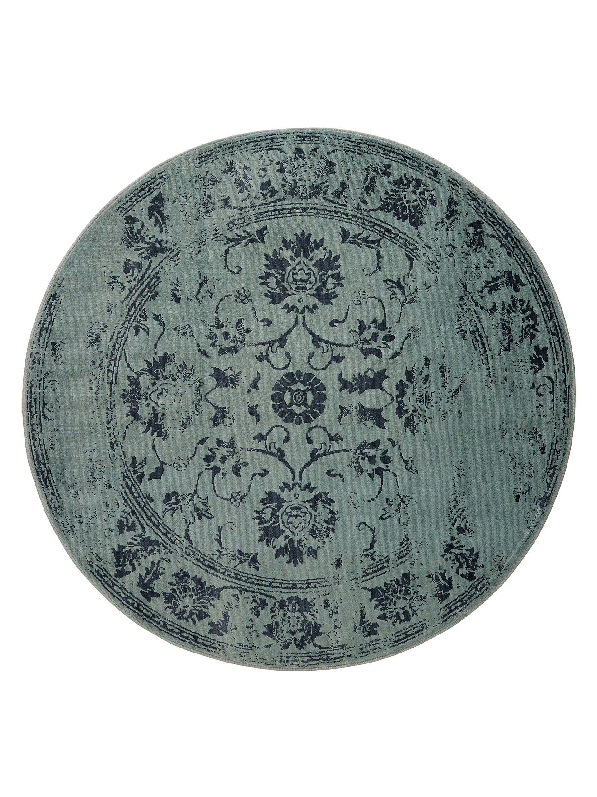 VINTAGE-TEPPICH Suki ø 120 cm rund - Türkis, Kunststoff (120/120cm) - benuta