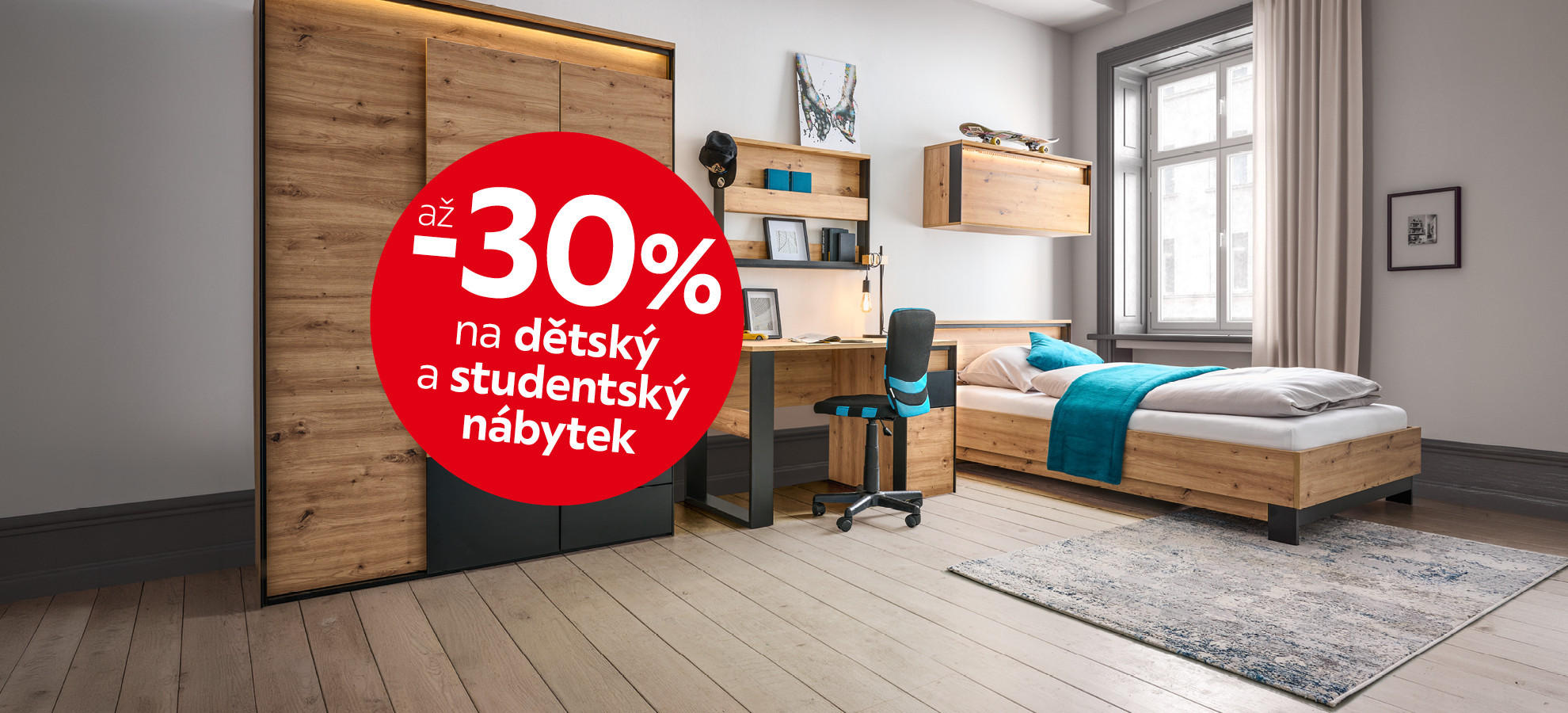 -30 % na dětský a studentský nábytek