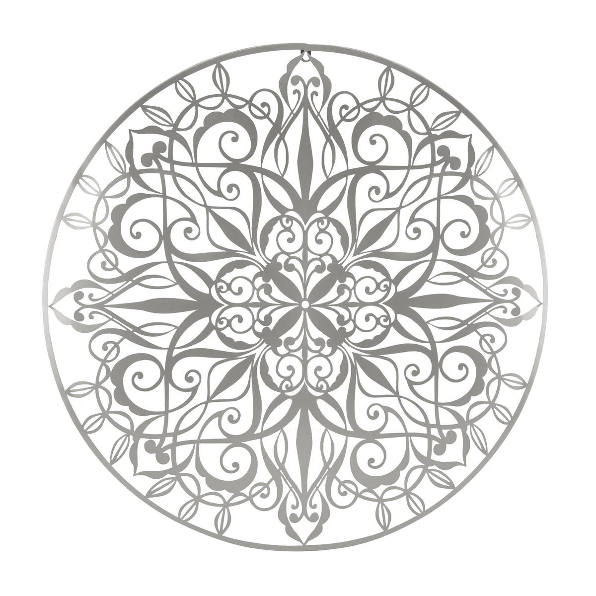 METALLKUNST - Luxus Mandala Silber - Silberfarben, Metall (80/1/80cm) - Art for the Home