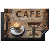 HERDABDECKPLATTE Cafe - Holz - Kaffee - Regale 80x52 cm - Schwarz, Kunststoff (80/52/0.2cm) - MuchoWow