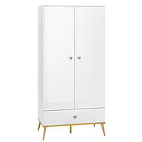 KLEIDERSCHRANK Goldin weiß / weiß hochglanz / gold 92 / 53 / 190cm - Weiß Hochglanz/Goldfarben, Holz/Holzwerkstoff (92/190/53cm) - Feldmann-Wohnen