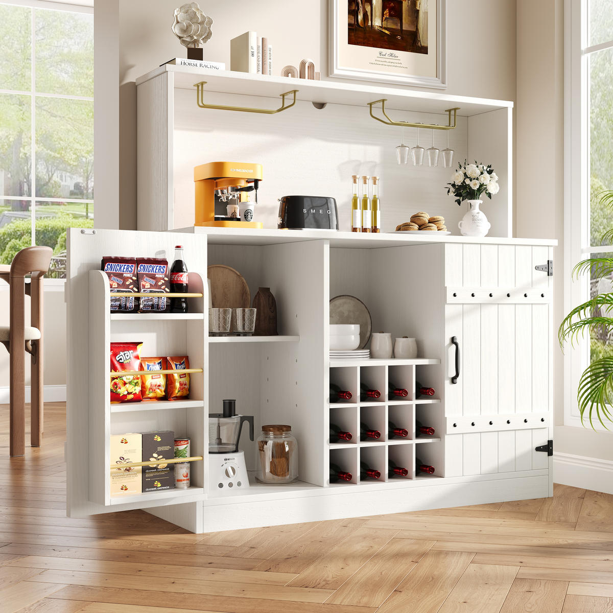 GESCHIRRSCHRANK aus MDF & Metall 120x40x120 cm in Weiß - Weiß, Holzwerkstoff (120/120/40cm) - Modfu