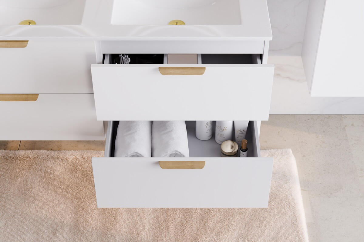 WASCHBECKENUNTERSCHRANK 120 cm 3 Teile - Aster White A BM426 in Weiß/Matt - Weiß, Holz (120/50/46cm)