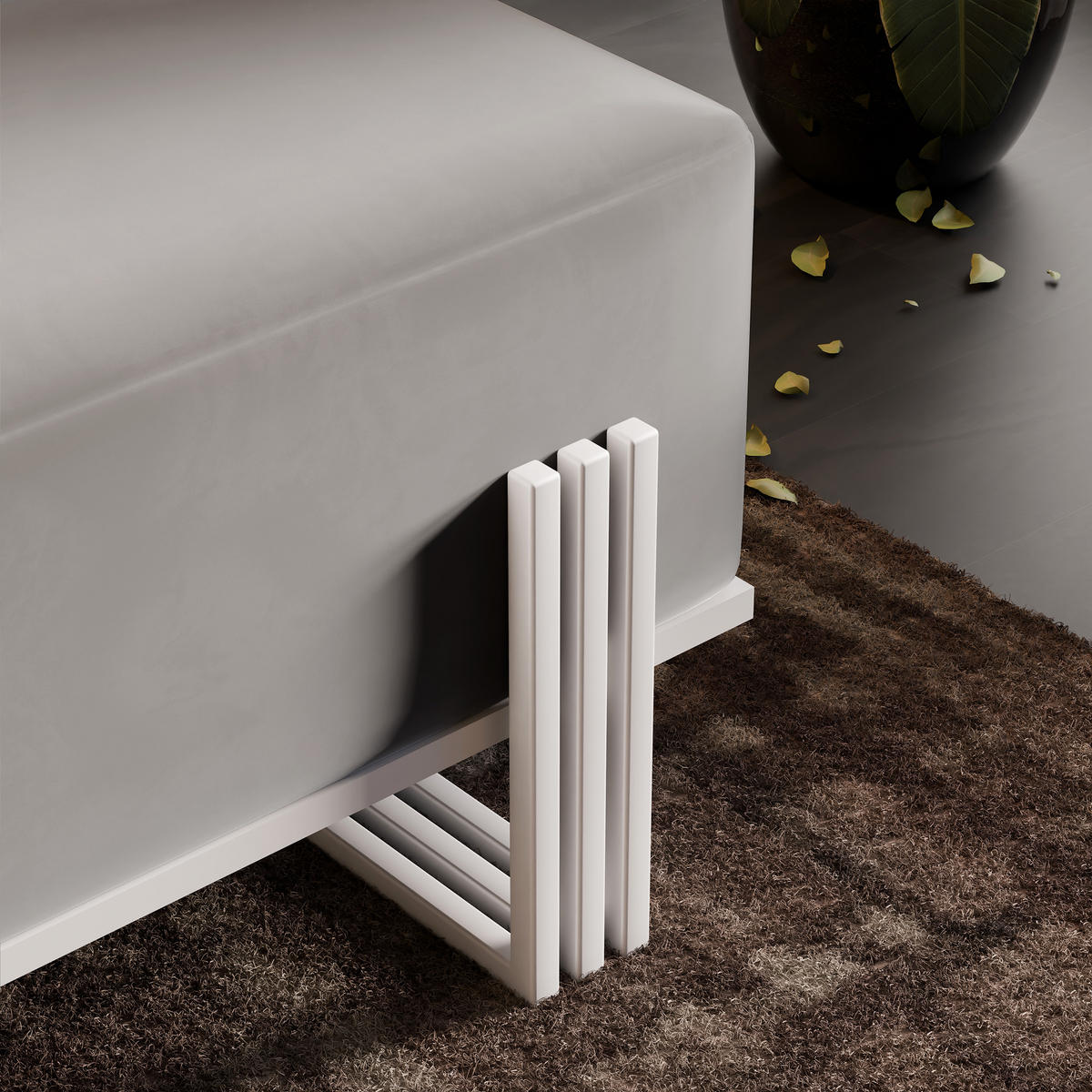 POLSTERBANK TEO 80 cm Weiß / Grau ,Metallgestell - Grau, Metall (80/47/35cm) - Idohome