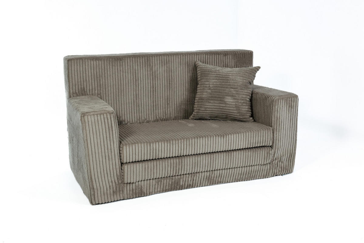 KINDERSOFA aus Kuschel-Cord in Braun - Braun, Textil (83/47/43cm) - Fortisline