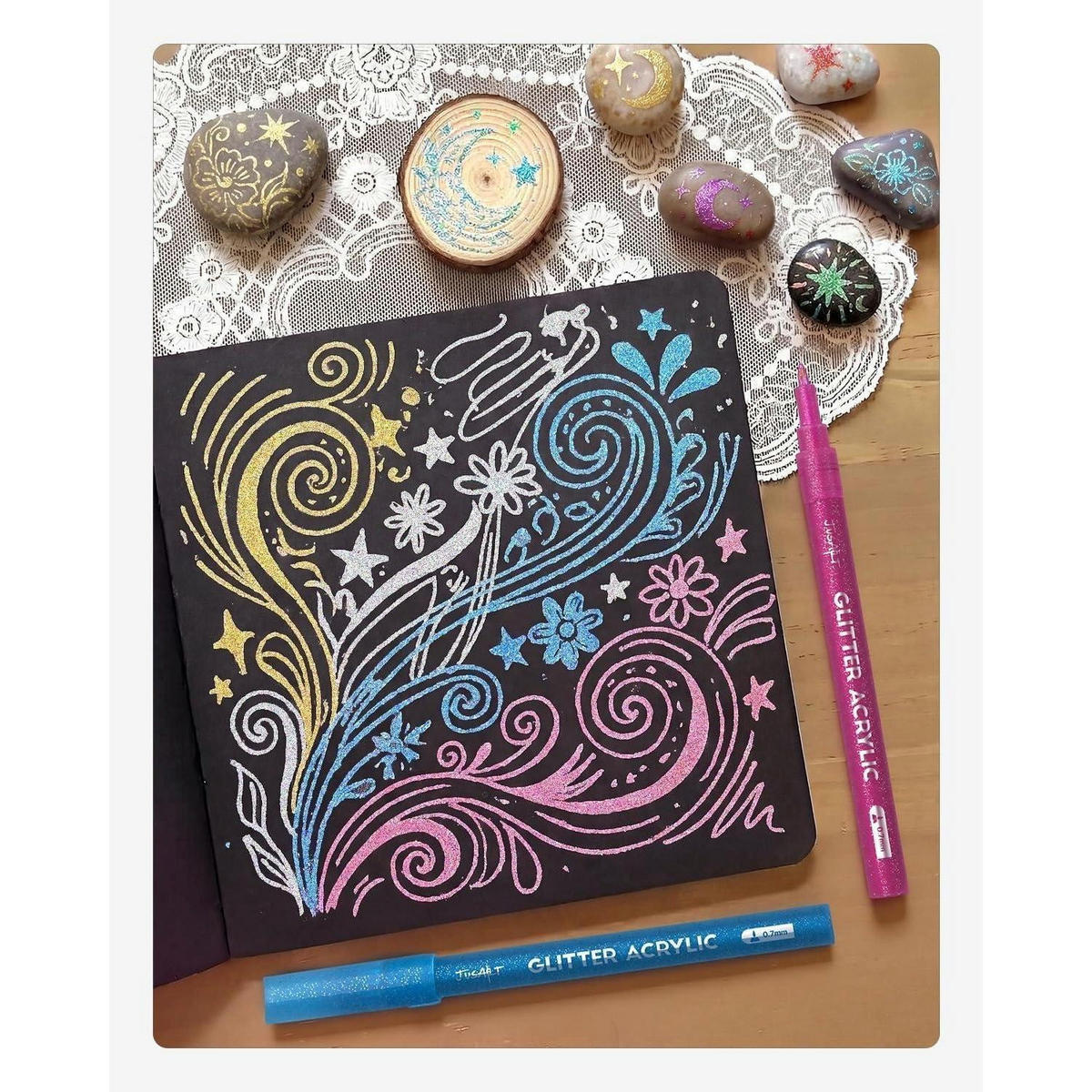 MARKER 24er Set Glitzer Metallic 0,7 mm - Multicolor, Kunststoff (1/1/14cm)
