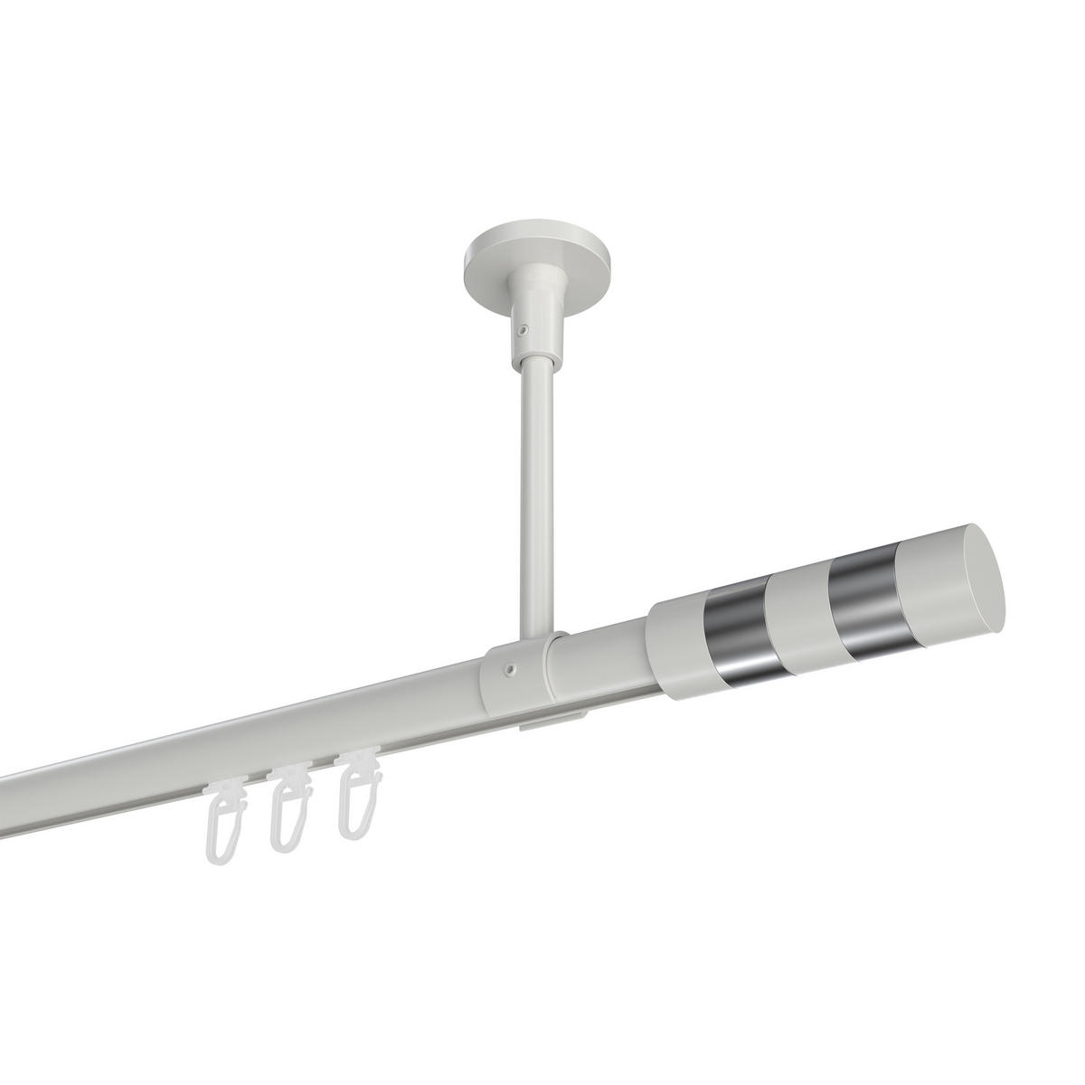 INNENLAUF-GARDINENSTANGEN-SET Sonette Mavell 160 cm, 1-läufig, 20 mm Ø Weiß - Chromfarben/Weiß, Metall (160cm) - INTERDECO