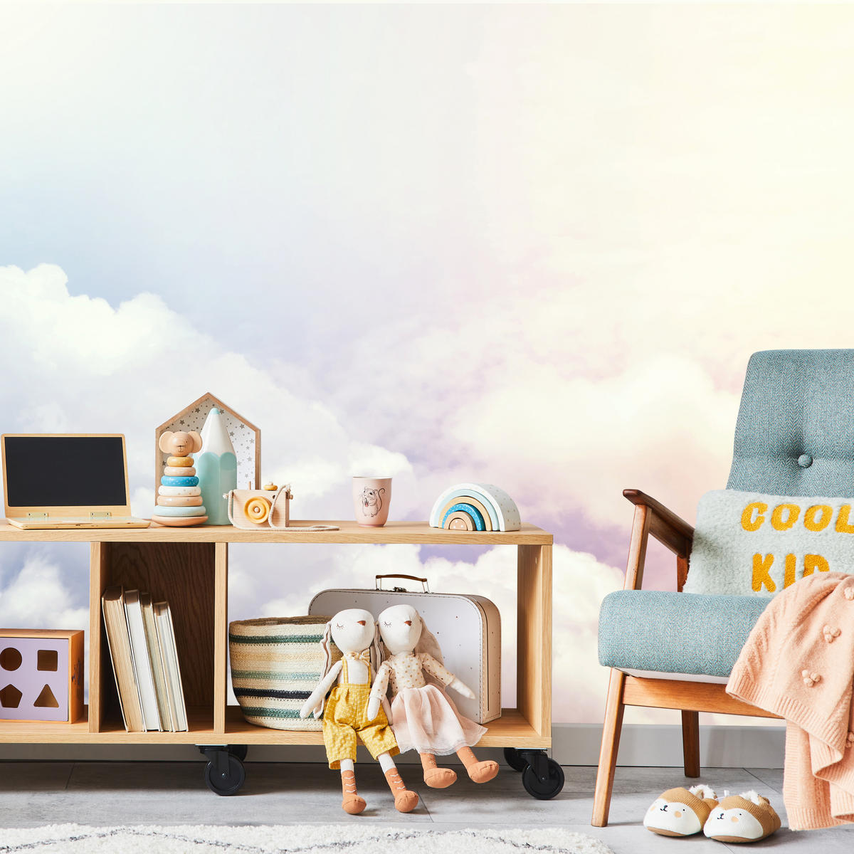 FOTOTAPETE für Schlafzimmer Blau Rosa Himmel Wolken 500x350 - Blau/Beige, Papier (500/350cm) - Muralo