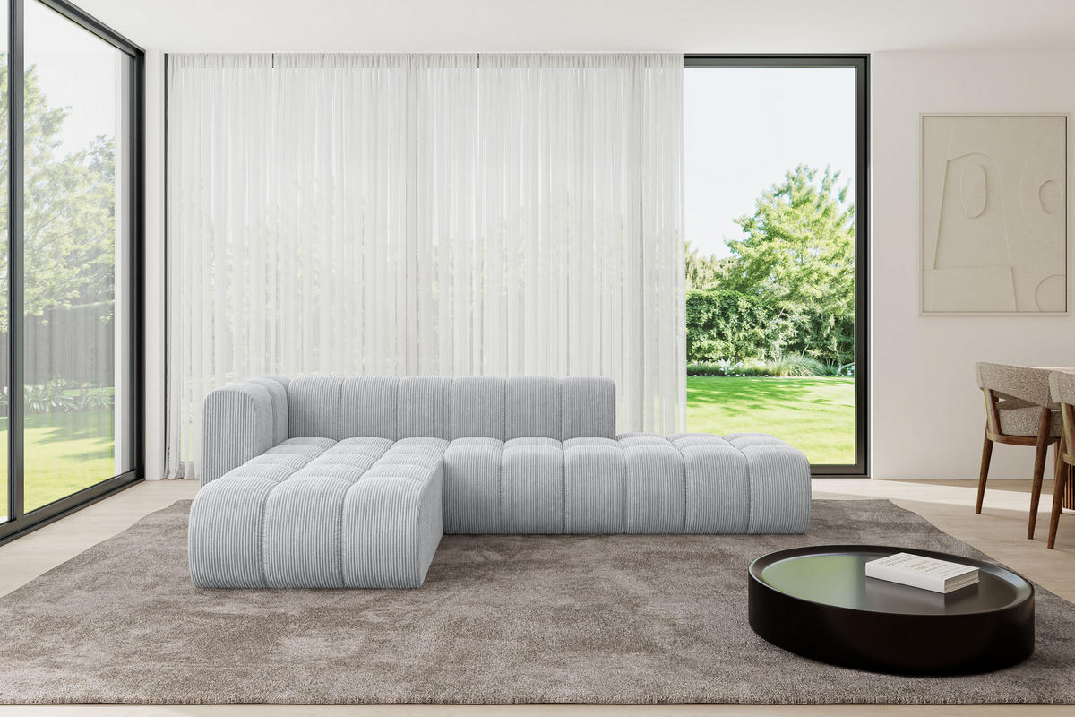 ECKSOFA modulares Sofa Zuvon-L1 - 296x177x70 cm Grau - Grau, Holzwerkstoff/Textil (296/177cm) - ALTDECOR