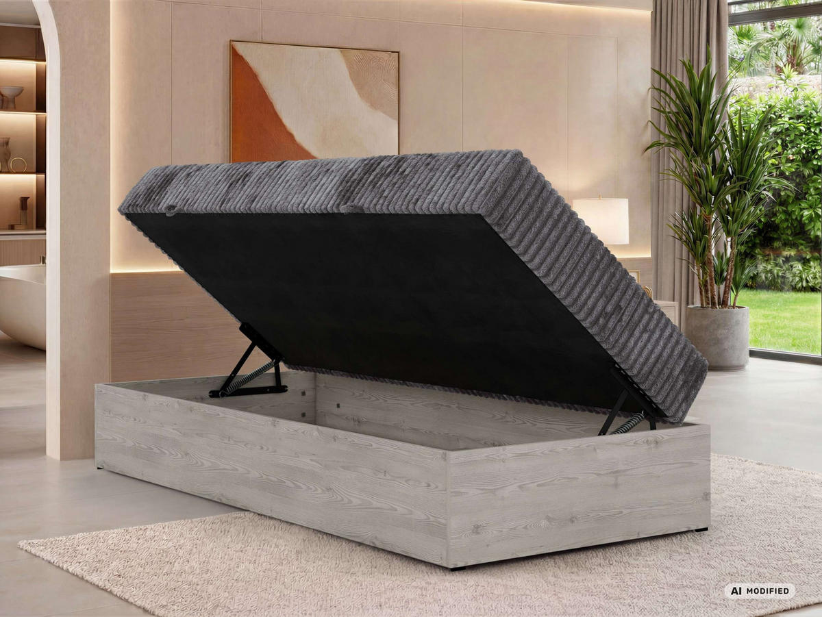 BOXBETT NORDIC ZERO 90/200 - Grau Cord - Topper Visco - H4 - Schwarz/Grau, Kunststoff/Textil (90/200cm) - MKS