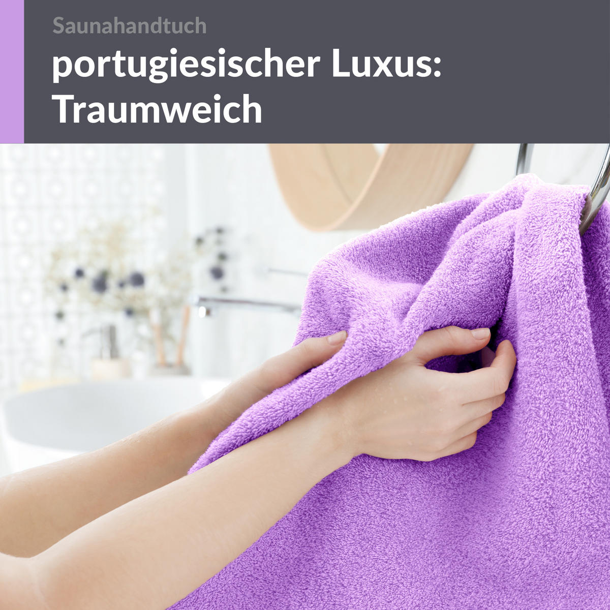 BADETUCH London Flieder Lila 100x200 cm - Flieder, Textil (100/200cm) - Lashuma