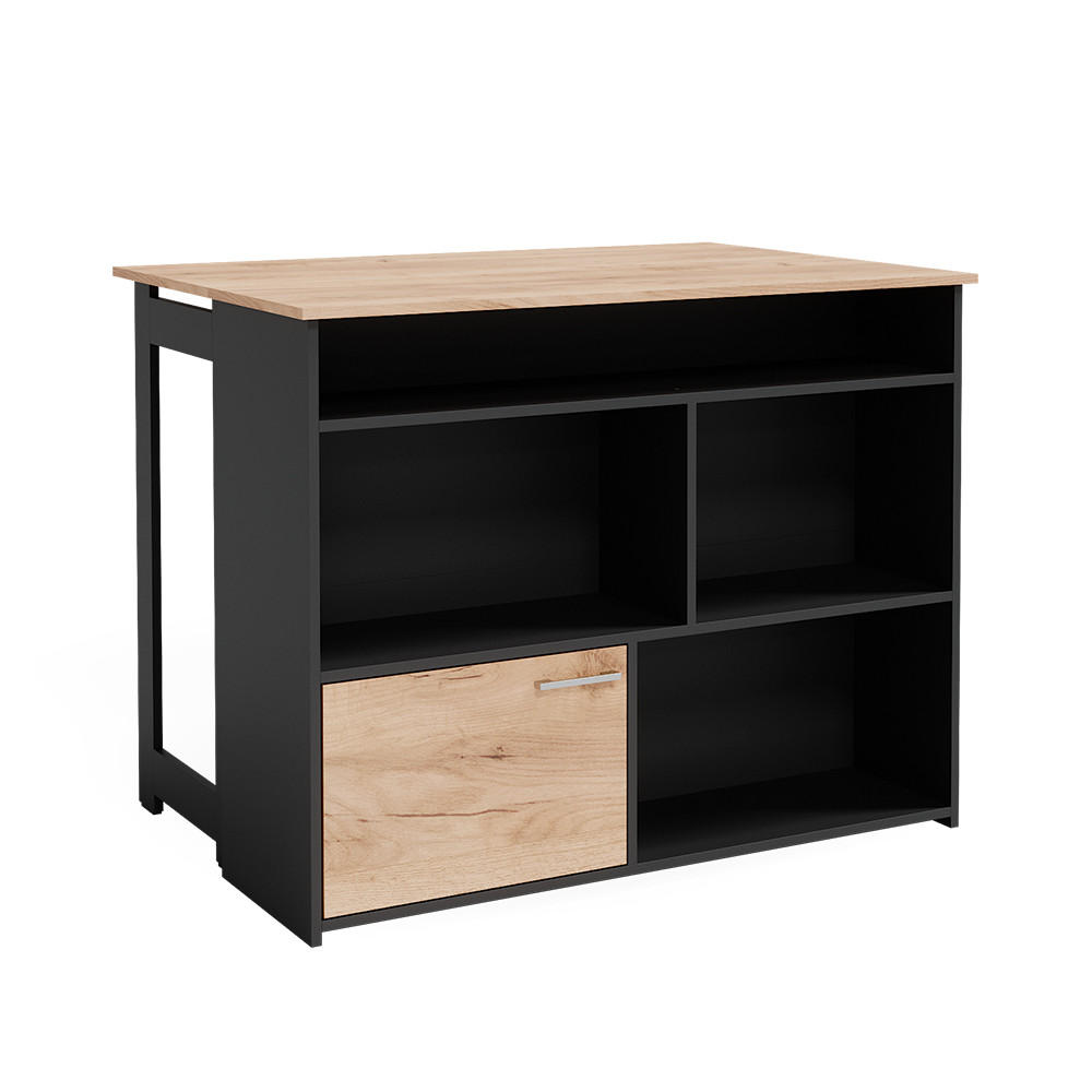 BARTISCH Dominic Goldkraft Eiche 116 x 37 cm 4x offene Fächer und 1x Tür - Eiche Wotan, Holzwerkstoff (116/90.5/37cm) - Vicco
