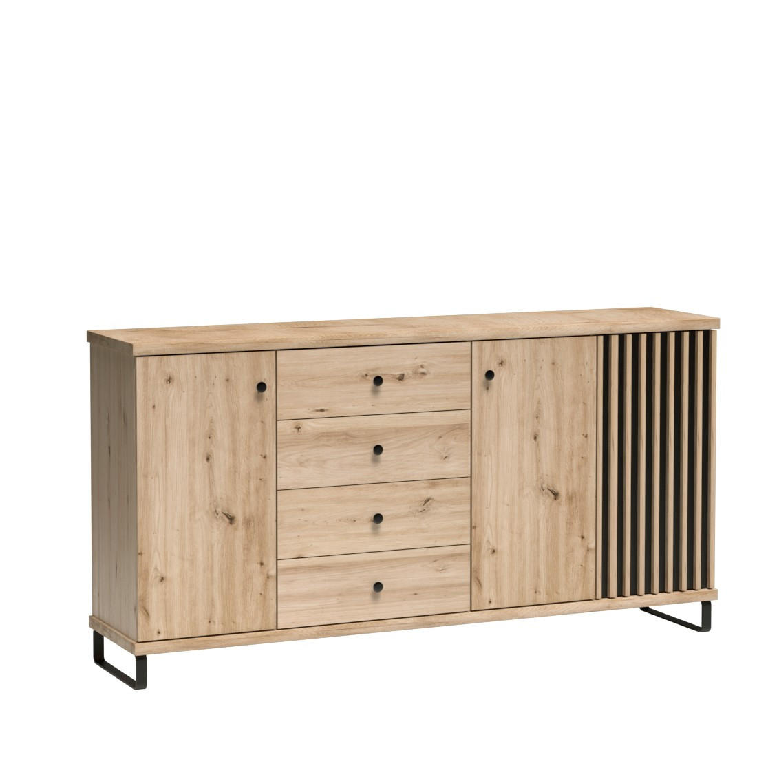 KOMMODE ALMERIA 182,7/85,4/40,6cm mit 4 Schubladen 2 Türen Eiche Artisan - Eiche Artisan, Holzwerkstoff (182.7/85.4/40.6cm) - MASSENO