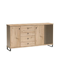 KOMMODE ALMERIA 182,7/85,4/40,6cm mit 4 Schubladen 2 Türen Eiche Artisan - Eiche Artisan, Holzwerkstoff (182.7/85.4/40.6cm) - MASSENO