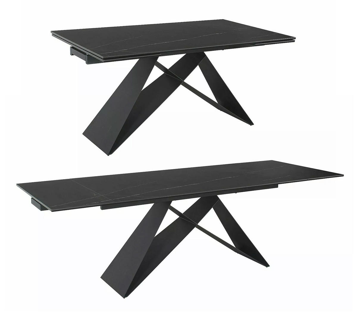 ESSTISCH Westin Schwarz Marmor / Schwarz Matt 160-240 / 90 / 77cm - Schwarz, Holz/Keramik (90/240/77cm) - Feldmann-Wohnen