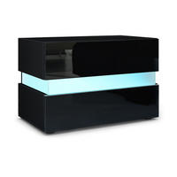 NACHTTISCH Flow Schwarz - Schwarz Hochglanz, Holzwerkstoff (60/45/39cm) - Vladon