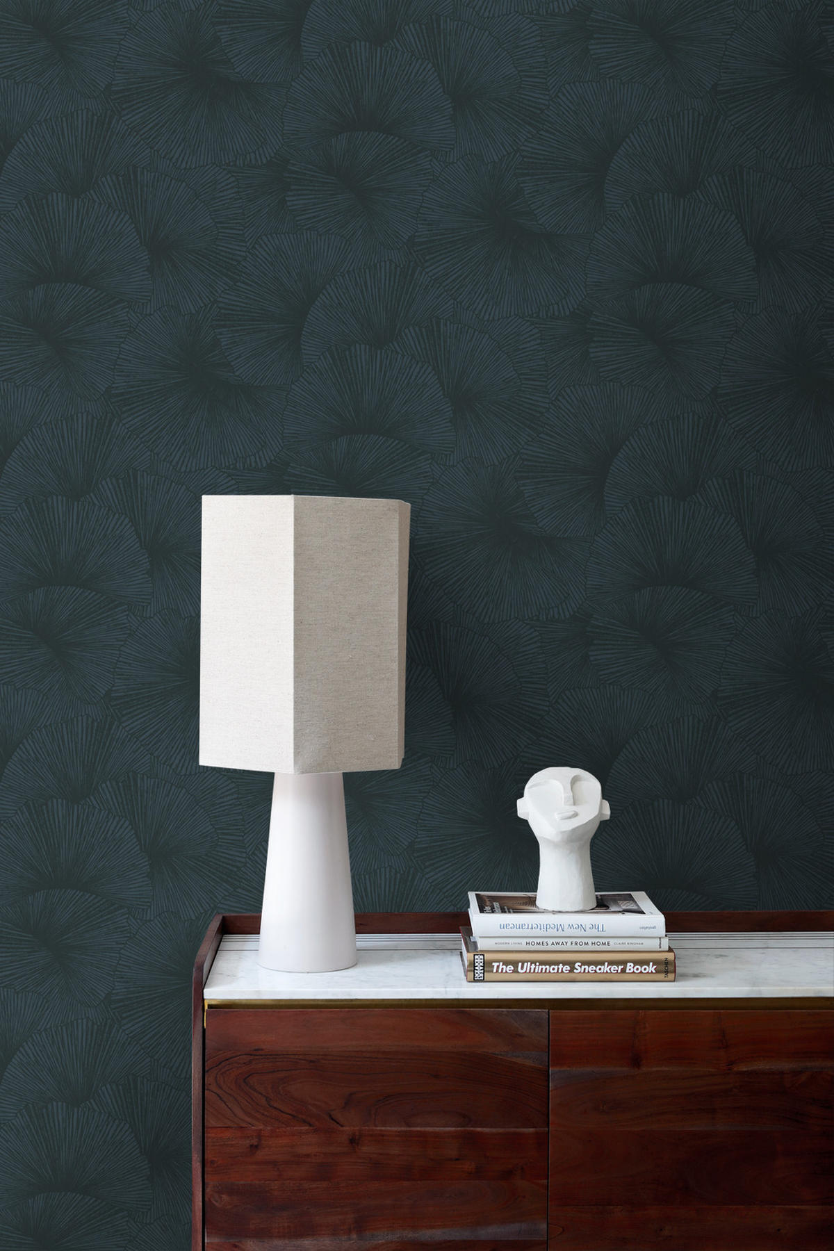 TAPETE 3D Muster Blätter 50 x 900 cm - Blau, Papier (50/900cm) - Origin Wallcoverings