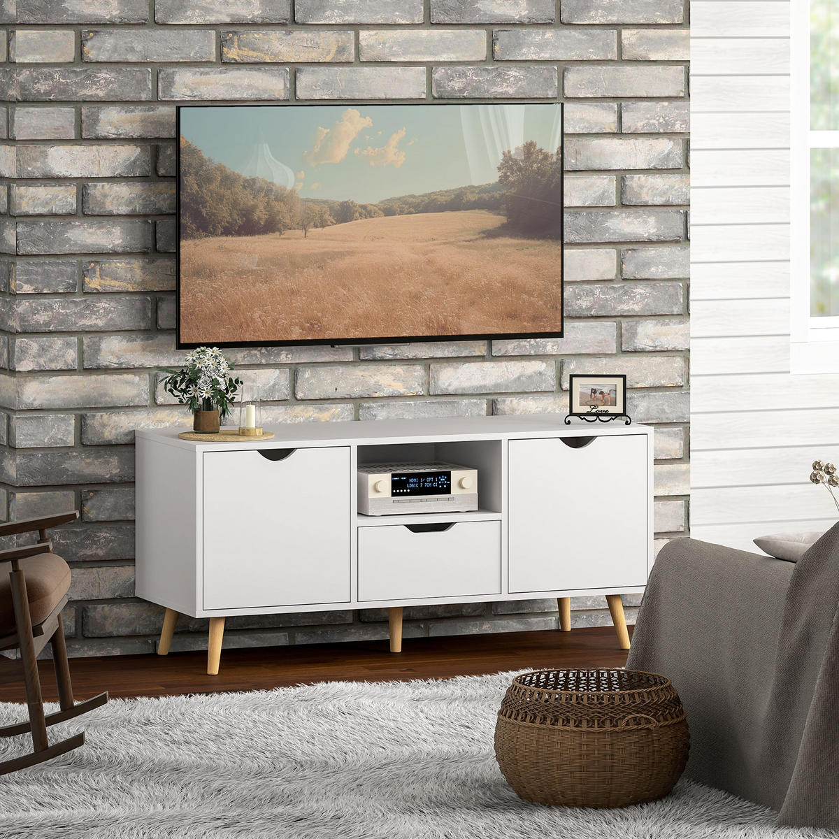 TV-MÖBEL Weiß 1 Stück - Weiß, Holzwerkstoff (110/50/40cm) - GiPP