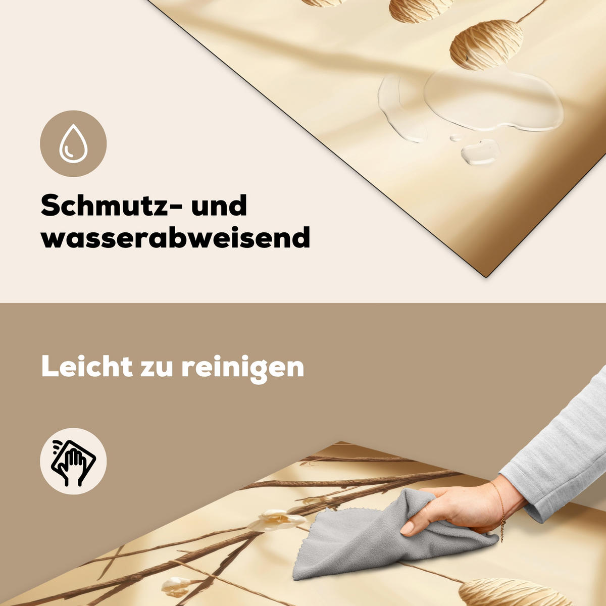 HERDABDECKPLATTE Beige - Osterkuchen - Eier Induktionsmatte 78x78 cm - Beige, Kunststoff (78/78/0.2cm) - MuchoWow