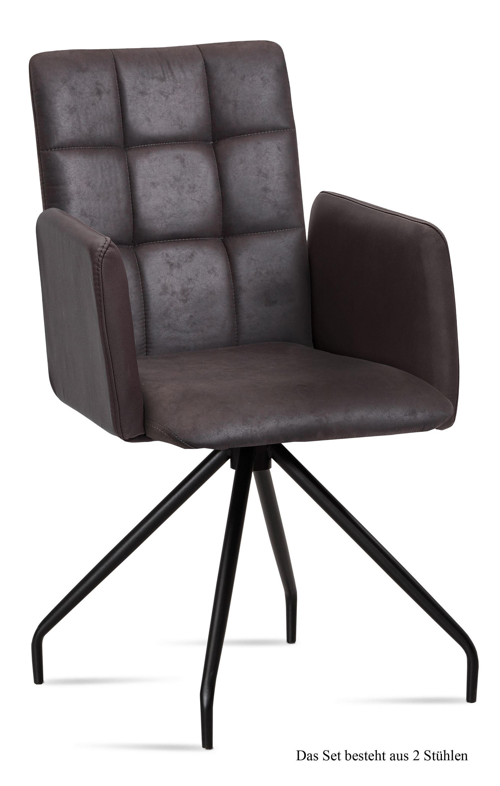 ARMLEHNSTUHL (2er-Set) Devina 52x91x60 Schwarz/Espresso - Dunkelbraun/Schwarz, Kunststoff (60/91/52cm) - 58aufmkessel
