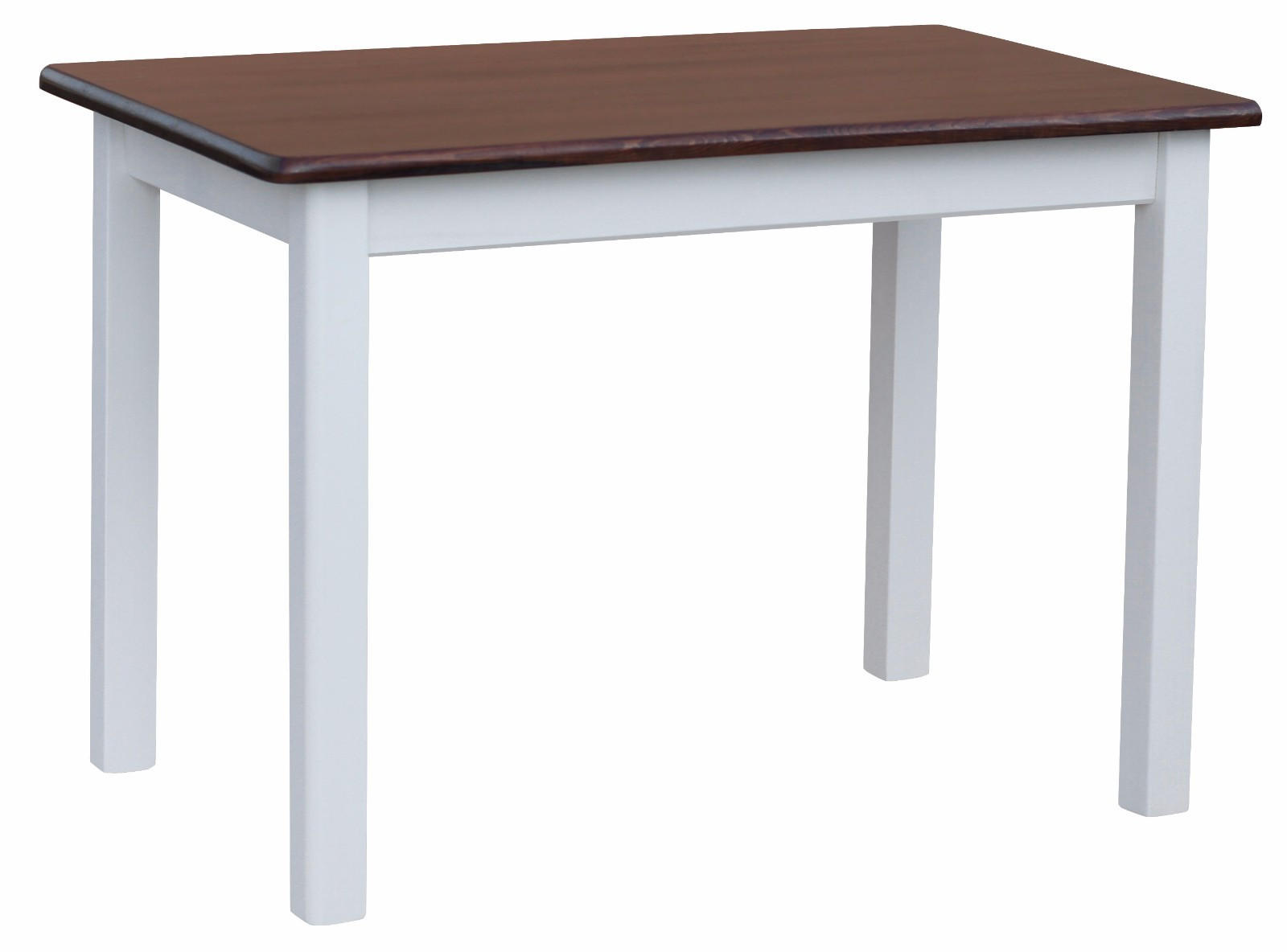 KOMA Esstisch KM440761 aus massivem Kiefernholz, 120 × 70 cm, Weiß / Nussbaum gebeizt - Weiß, Holz (70/75/120cm) - Koma