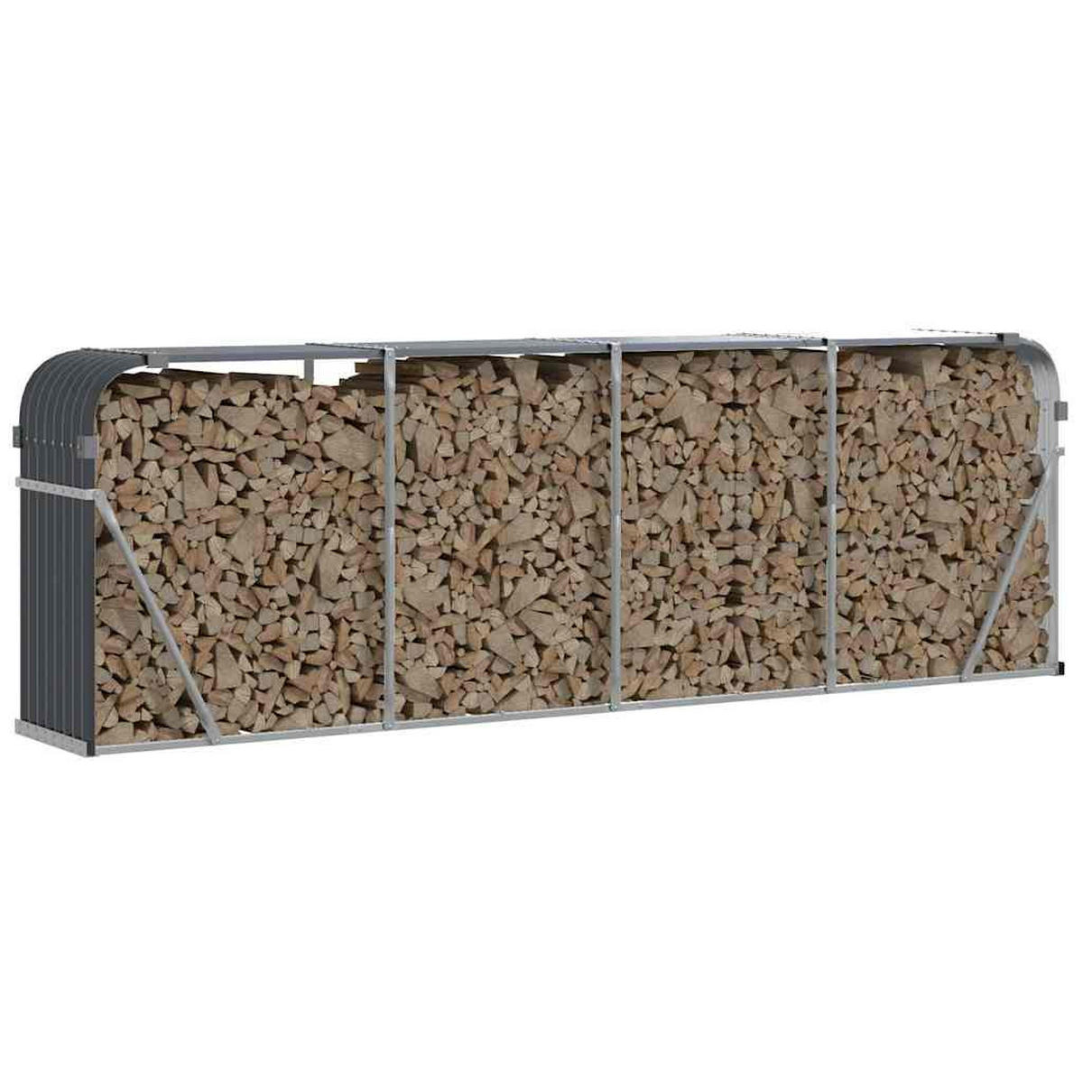 KAMINHOLZUNTERSTAND Anthrazit 300/45/100 Cm Verzinkter Stahl - Anthrazit, Metall (300/100/45cm) - vidaXL