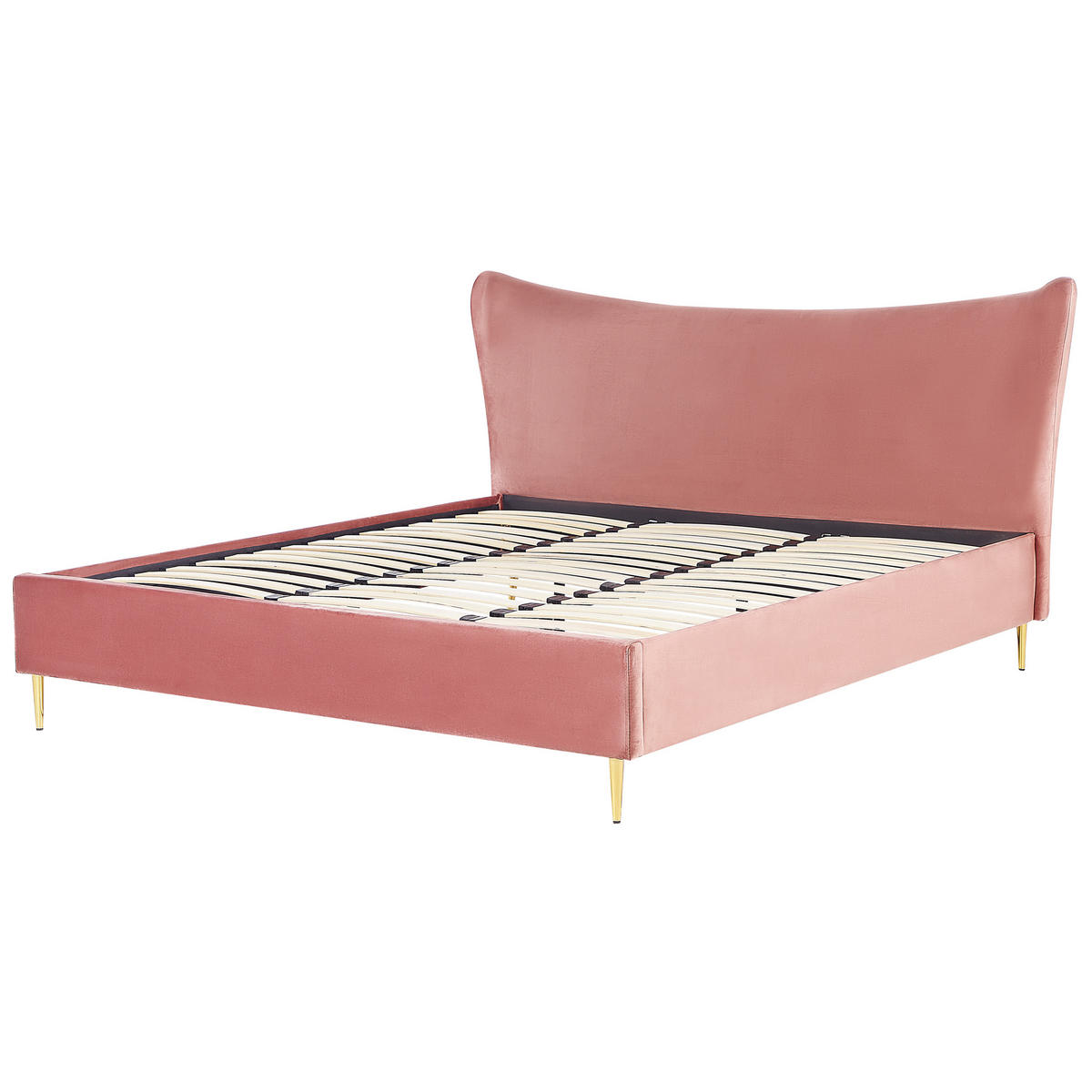 POLSTERBETT 180/200 cm Pfirsichrosa Chaleix - Pink, Textil (180/200cm) - Beliani