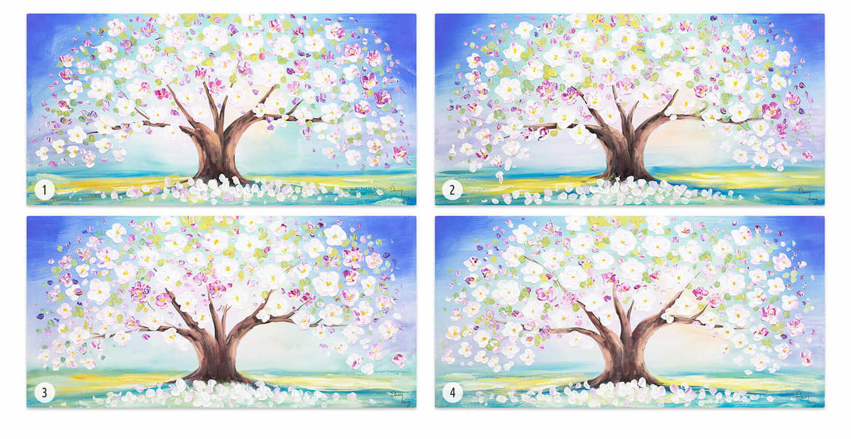ACRYLBILD HANDGEMALT 120/60 cm - Blau/Pink, Holz/Textil (1.8/60cm) - KUNSTLOFT