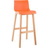 BARHOCKER Holz Orange - Eukalyptusholzfarben/Orange, Holz (41/102/46cm) - CLP