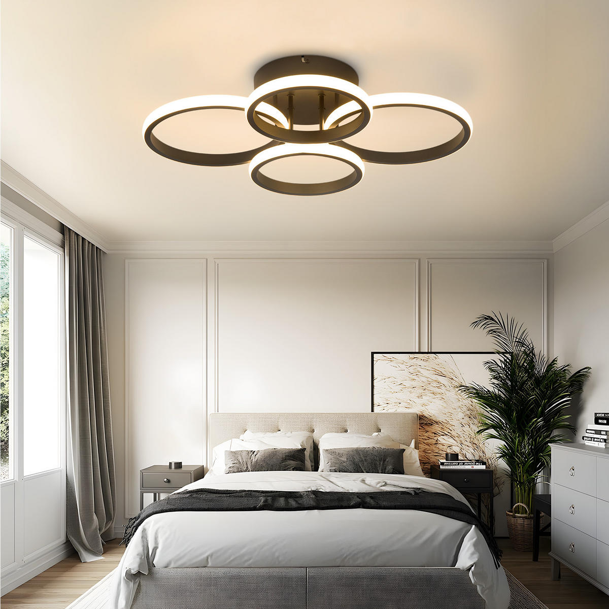 LED-DECKENLEUCHTE Xalvor 41.5/52.5/11.8 cm - Schwarz, Metall (52.5/41.5/11.8cm) - ZMH