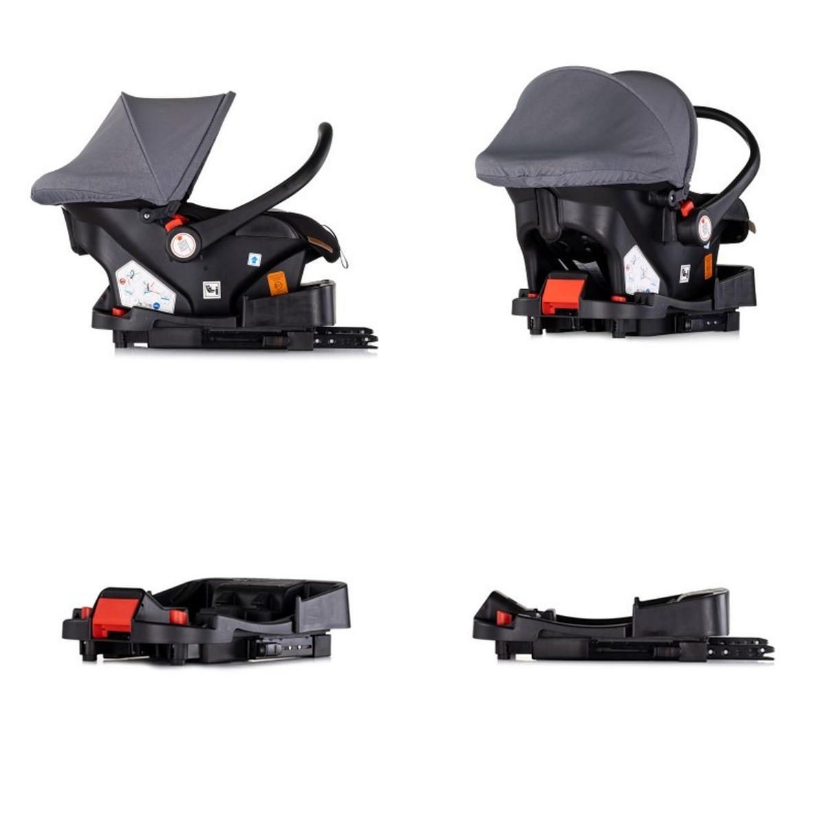 BABYSCHALE Isofix Set Amore i-Size grau gemustert Station i-Size Gruppe 0+ (0 - 13 kg) - Grau, Kunststoff (40/56/62cm) - Chipolino
