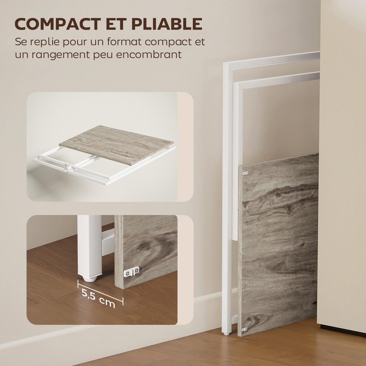 COMPUTERTISCH Natur und Schwarz klappbar mit abnehmbarem Aufsatz 100/48/87,5 cm - Naturfarben, Holzwerkstoff (48/100/87.5cm) - PANGIVO