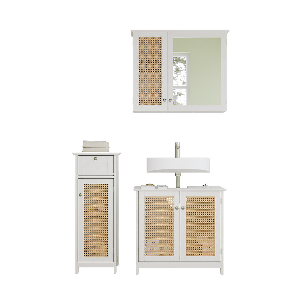 BADMÖBEL-SET Rosario Weiß 3 teilig - Weiß, Holzwerkstoff (60/58/35cm) - Vicco