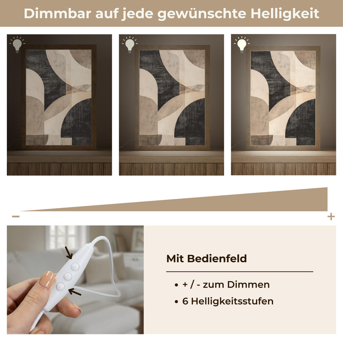 NÁSTĚNNÁ LAMPA Abstraktní - Tvary - Moderní - Béžová 20x30 cm - šedá, kompozitní dřevo (20/30/8cm) - OnlyWow