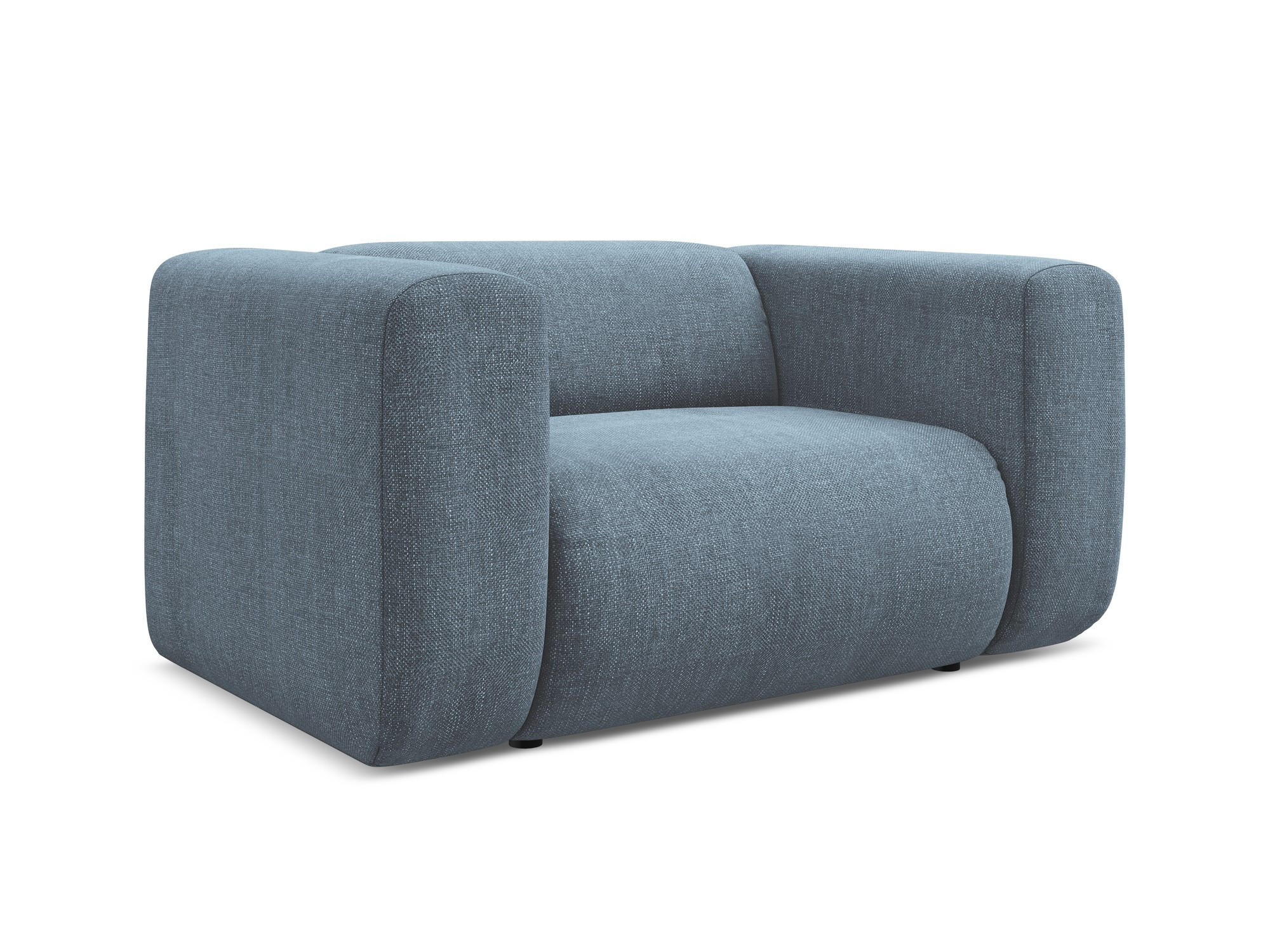 SESSEL Chenille Stoff Blau - Blau/Blaugrau, Kunststoff/Textil (137/70/89cm) - Makamii