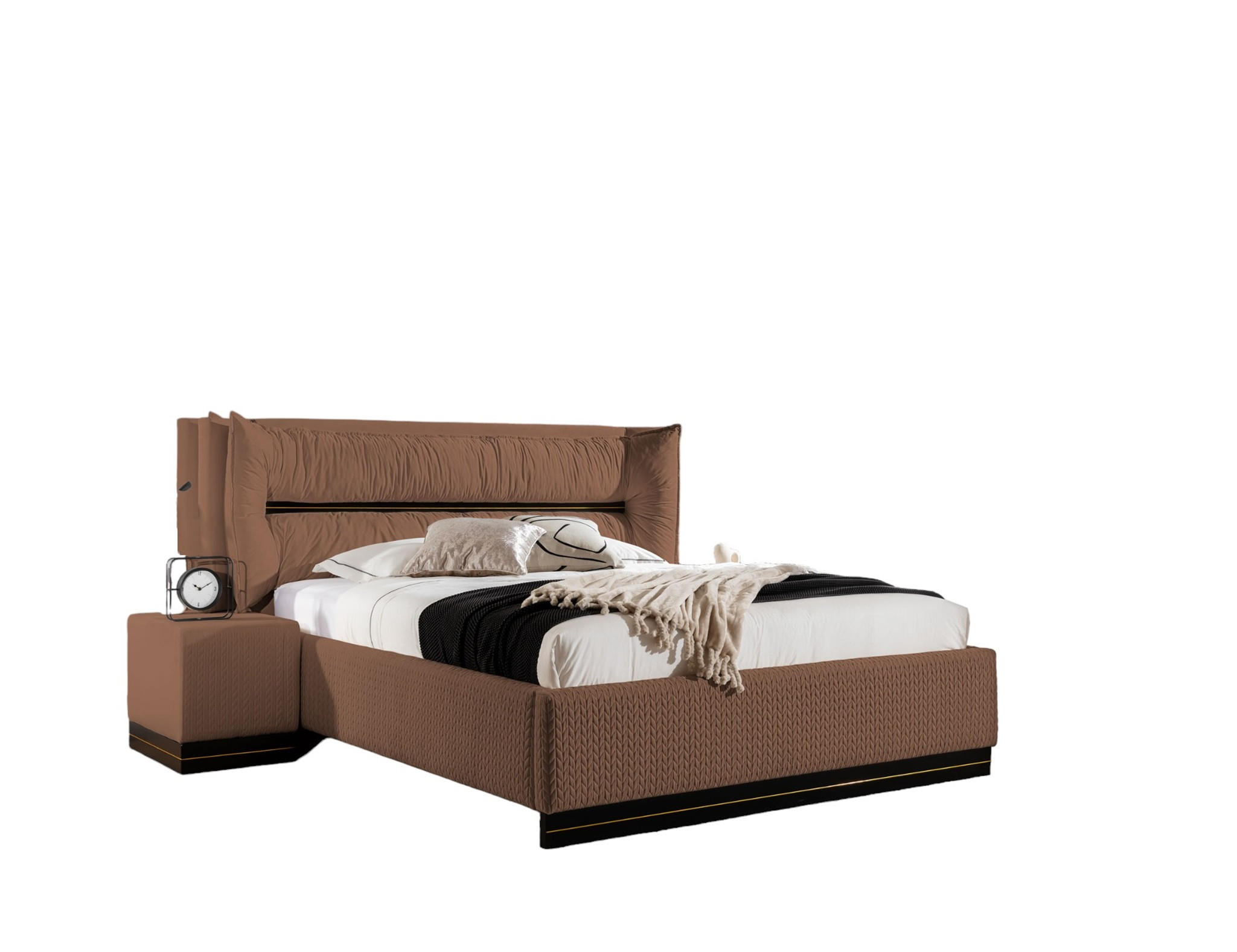 POLSTERBETT Hamilton Magic Velvet Set.2 - Braun, Holzwerkstoff/Textil (120/200cm) - Fun Möbel