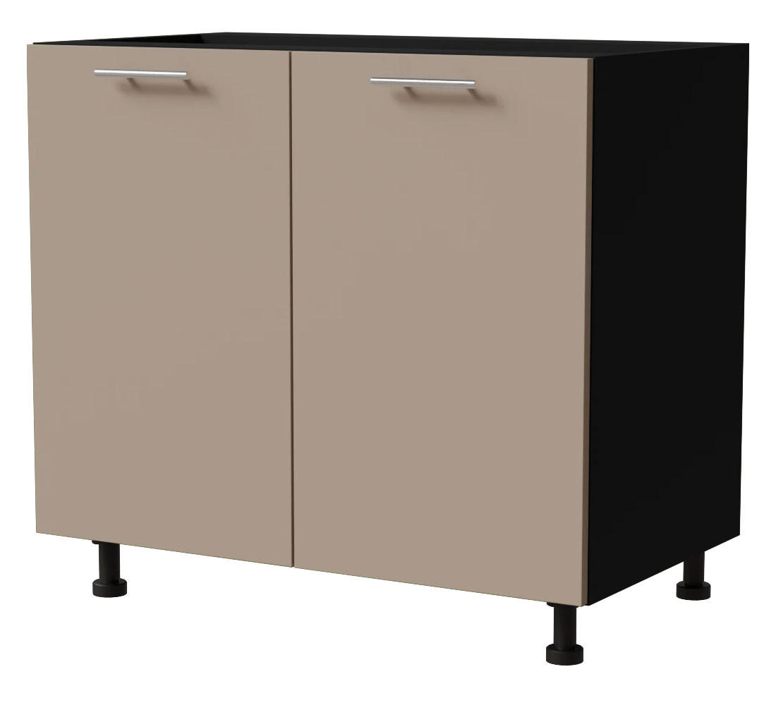 KÜCHENUNTERSCHRANK Brerra D11/90 Korpus schwarz / Front RAL 1019 graubeige Matt 90 / 50 / 82 cm - Graubraun/Schwarz, Holz/Holzwerkstoff (90/82/50cm) - Feldmann-Wohnen