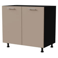 KÜCHENUNTERSCHRANK Brerra D11/90 Korpus schwarz / Front RAL 1019 graubeige Matt 90 / 50 / 82 cm - Graubraun/Schwarz, Holz/Holzwerkstoff (90/82/50cm) - Feldmann-Wohnen